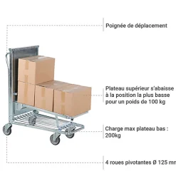 Chariot de magasin à niveau constant - Charge max 300kg - 1920057256