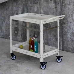 Chariot de service d'extérieur Bard acier 72 x 77 x 38 cm champagne casa.pro