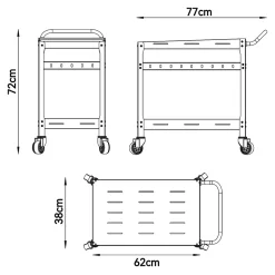 Chariot de service d'extérieur Bard acier 72 x 77 x 38 cm noir casa.pro