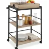 Chariot de service Style industriel Bois et acier Bois clair