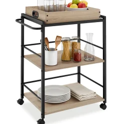 Chariot de service Style industriel Bois et acier Bois clair