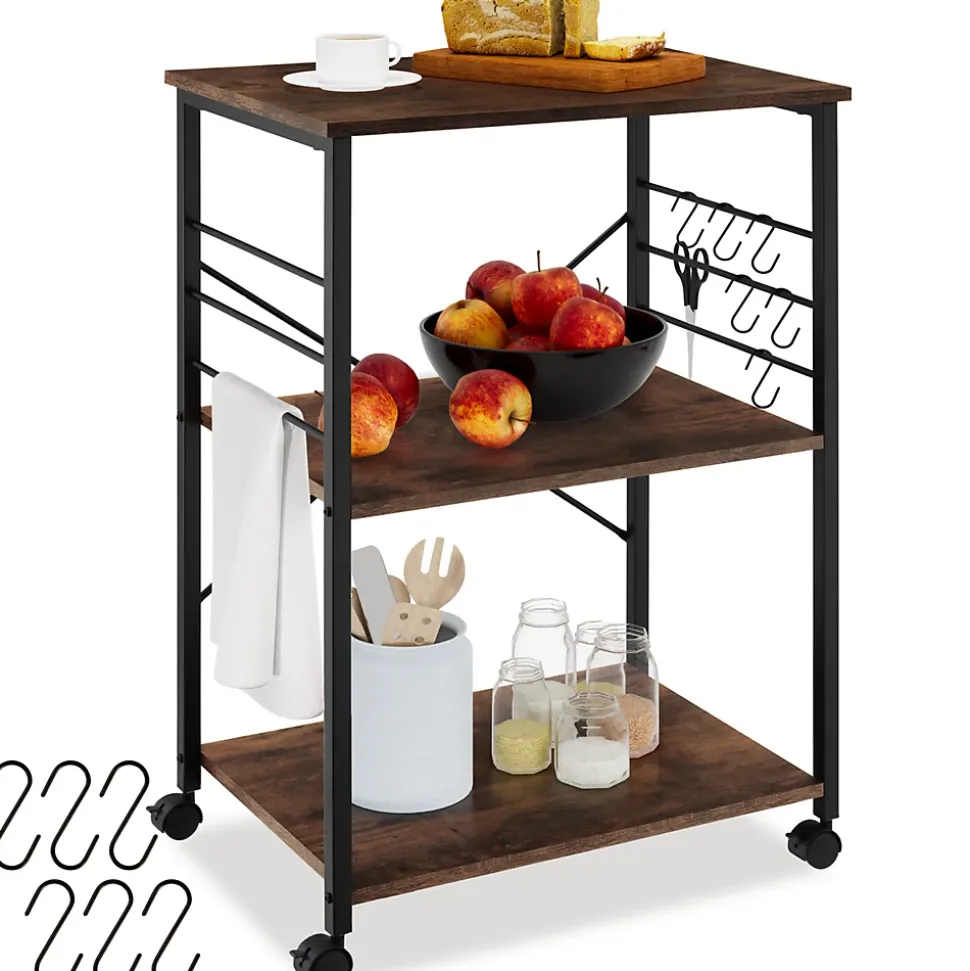 Chariot de service Style industriel Bois et acier Bois foncé