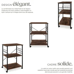 Chariot de service Style industriel Bois et acier Bois foncé