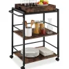 Chariot de service Style industriel Bois et acier Bois foncé