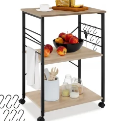 Chariot de service Style industriel Bois et acier Bois clair