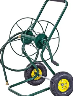 Chariot Enrouleur Tuyau Arrosage Chariot Tuyau Arrosage avec 2 Roues Cadre en Métal Grande Capacité Mécanisme de Manivelle