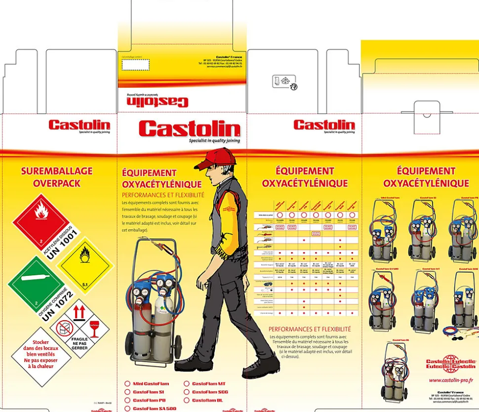 Chariot gaz oxygène acétylene complet Castolin 1m3