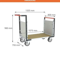 Chariot modulable à 2 côtés PVC - Plateau 1075x755mm - Charge max 500kg - 806724672