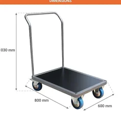 Chariot modulable 1 côté - Plateau 800x600mm - Charge max 500kg - CHP1T1