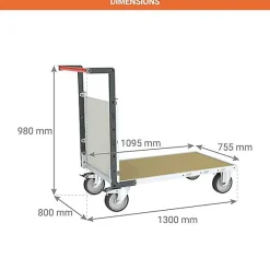 Chariot modulable 1 côté PVC - Plateau 1095x755mm - Charge max 500kg - 806724671