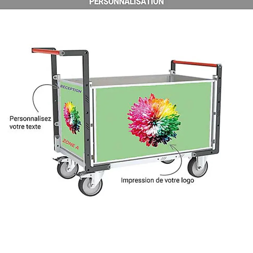 Chariot modulable 1 côté PVC - Plateau 1095x755mm - Charge max 500kg - 806724671
