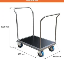 Chariot modulable 2 côtés - Plateau 800x600mm - Charge max 500kg - CHP2T1
