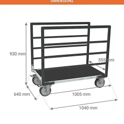 Chariot modulable à tube 2 ridelles - Plateau antidérapant 1005x555mm - Charge 500kg - 806724533