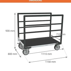 Chariot modulable à tube 2 ridelles - Plateau antidérapant 1115x710mm - Charge 500kg - 806724633