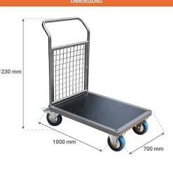 Chariot modulable grillagé - Plateau 1000x700mm - Charge max 500kg - CHM1T3