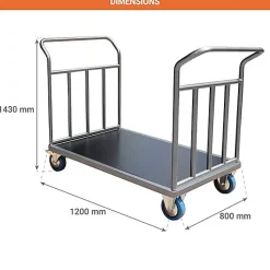 Chariot modulaire 2 côtés renforcés - Plateau 1200x800mm - Charge max 500kg - CHG2T2