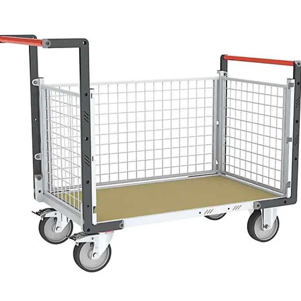Chariot modulaire grillagé 3 côtés - Plateau bois médium 965x580mm - Charge max 500kg - 806724544