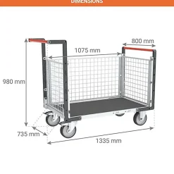 Chariot modulaire grillagé 3 côtés - Plateau antidérapant 1075x735mm- Charge max 500kg - 806724664