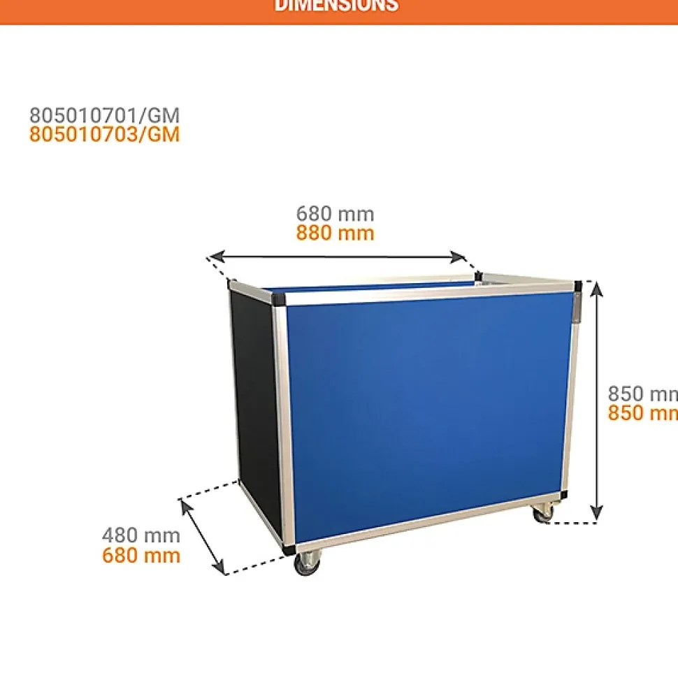 Chariot niveau constant - Gris métal -650x450mm- Charge max 50kg - 805010701/GM