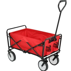 Chariot pliable de plage avec Roues en Plastique et charge maximale de 110 kg en Rouge