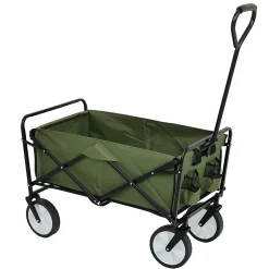 Chariot pliant de plage avec Roues en Plastique et capacité de charge maximale de 110 kg en Vert