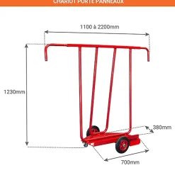 Chariot porte panneaux 400kg - Roues pneumatiques - 800008415