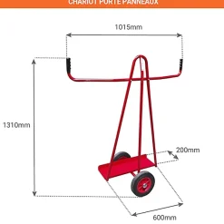 Chariot porte panneaux 300kg - Roues caoutchouc - 800000071