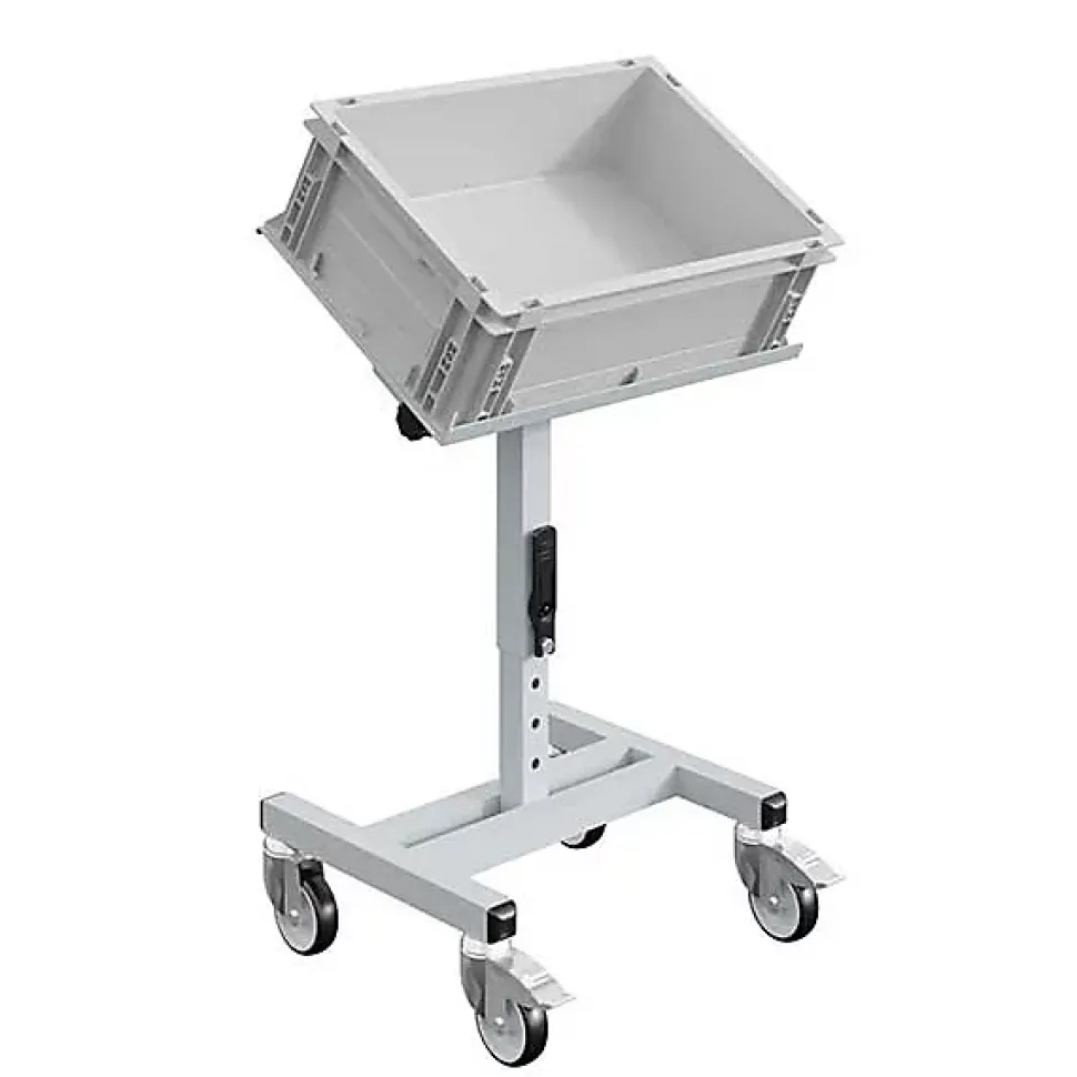 Chariot porte-bac inclinable et réglable - Plateau 610x140mm - Gris clair - Bac Europe - W020020011-GC