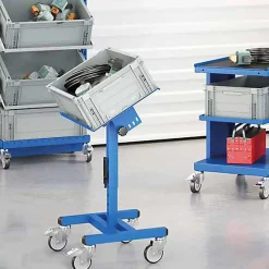 Chariot porte-bac inclinable et réglable - Plateau 610x140mm - Gris clair - Bac Europe - W020020011-GC