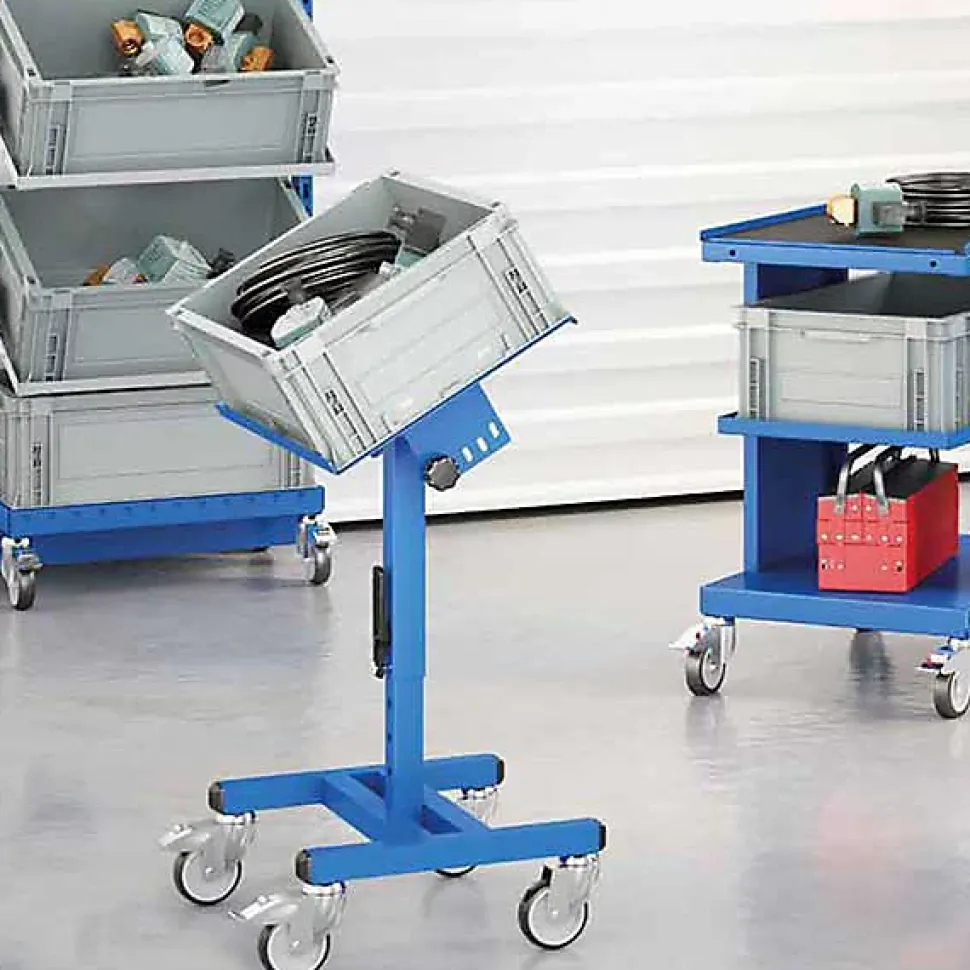 Chariot porte-bac inclinable et réglable - Plateau 610x140mm - Gris clair - Bac Europe - W020020011-GC