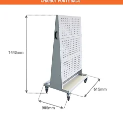 Chariot porte-bacs à bec : structure avec 112 bacs 1L et 20 bacs 3L et 8 bacs 8L - 880010531