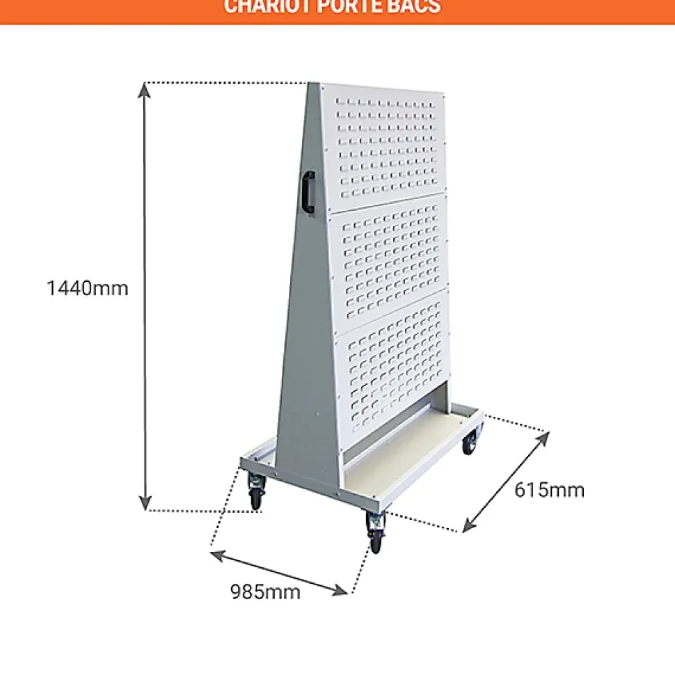 Chariot porte-bacs à bec : structure avec 112 bacs 1L et 20 bacs 3L et 8 bacs 8L - 880010531