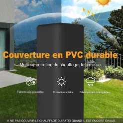 Chauffage Exterieur 12KW avec Reflecteur en Verre de 75 CM Chauffage au Gaz avec Housse Etanche Dispositif de Anti basculement