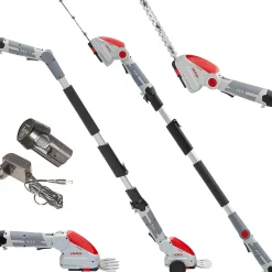 Cisaille à gazon et Taille buisson Télescopique sans fil à batterie 12V Inclus 2 lames 10cm et 20cm Chargeur 12V IKRA