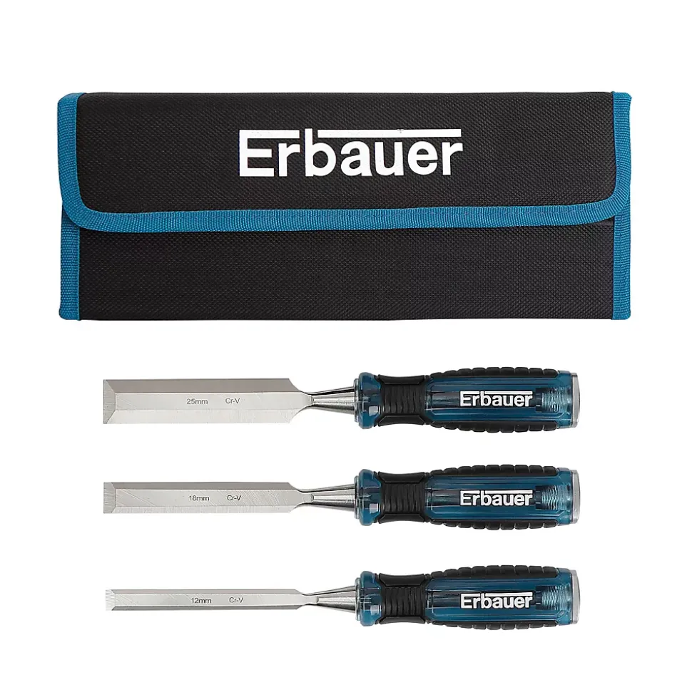 Ciseau à bois Erbauer, 3 pièces (12, 18 et 25 mm)