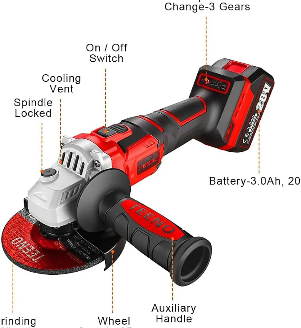 Clé à chocs Brushless+ Perceuse a Percussion+Meuleuse D'angle Brushless 3 outils 20V 2xBatteries 3Ah