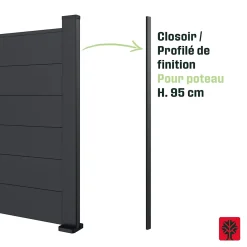 Closoir pour clôture Neva Klikstrom H.95cm en aluminium gris foncé