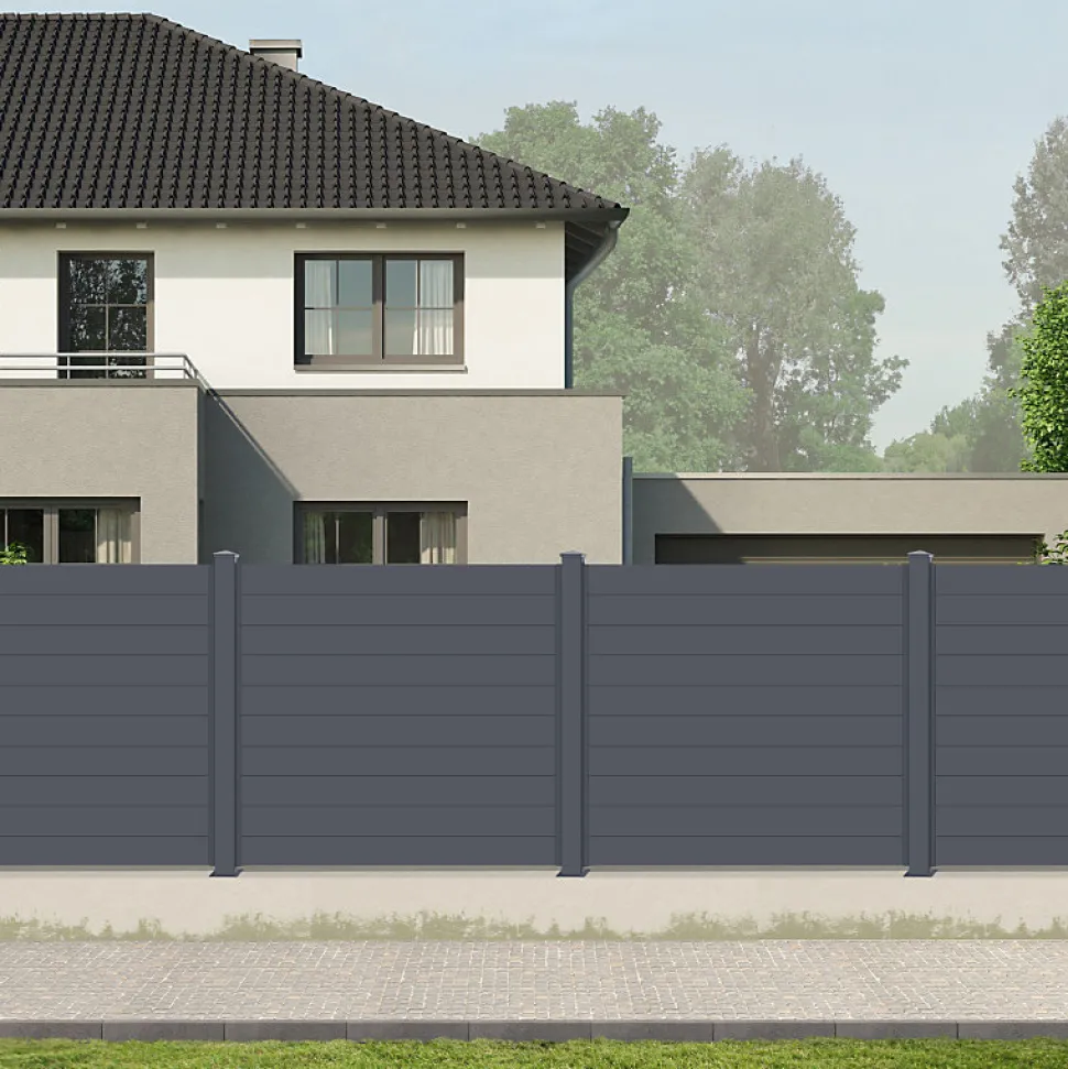 Clôture aluminium anthracite 188,6x166 cm X-Metal avec poteaux