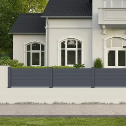 Clôture aluminium anthracite 188,6x166 cm X-Metal avec poteaux