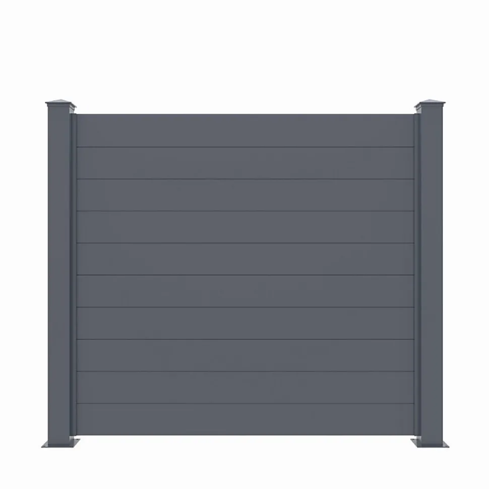 Clôture aluminium anthracite 188,6x166 cm X-Metal avec poteaux