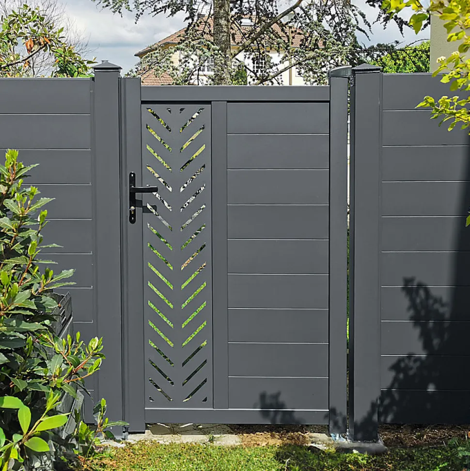 Clôture aluminium anthracite 188,6x166 cm X-Metal avec poteaux