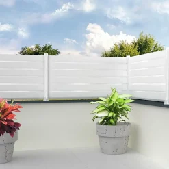 Clôture aluminium Brise vue (Blanc brillant - Longueur 1.911 x Hauteur 0.478 m - 3 lames)
