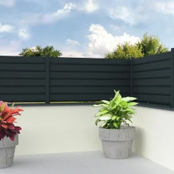 Clôture aluminium Brise vue (Gris Anthracite - Longueur 1.911 x Hauteur 1.022 m - 7 lames)