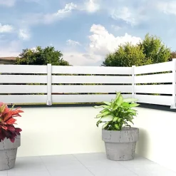 Clôture aluminium panneau ajouré (Blanc brillant - Longueur 1.911 x Hauteur 0.915 m - 5 lames)