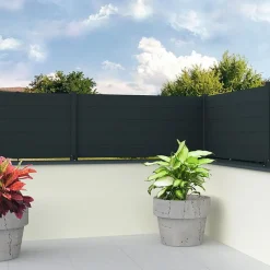 Clôture aluminium panneau plein (Gris Anthracite - Longueur 1.911 x Hauteur 0.965 m - 6 lames)