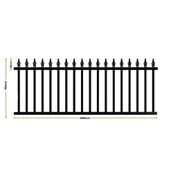 Clôture aluminium tradition travée style ferronnerie 2 m x H 76.5 cm Noir
