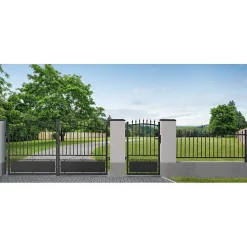 Clôture aluminium tradition travée style ferronnerie 2 m x H 76.5 cm Noir