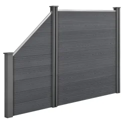 Clôture Brise Vue Bois Composite Quadratique et Oblique Gris 183 x 277 cm neu.holz