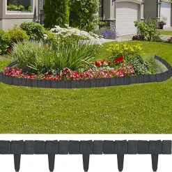 Clôture de jardin pelouse plastique aspect de pierre 41 pcs 10m