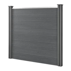 Clôtures de Jardin Brise-Vue avec 4 Poteaux Planches Bois Composite WPC 165x466cm Gris NEU.HOLZ
